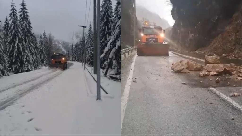 Reshje shiu dhe dëbore në Kukës, rënie gurësh në aksin Bajram Curr-Valbonë