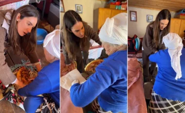 Prekëse: Zonja e moshuar ia falë bukën që kishte përgatitur për vete Emina Çunmulajt, pas vizitës që modelja i bëri në shtëpi (VIDEO)