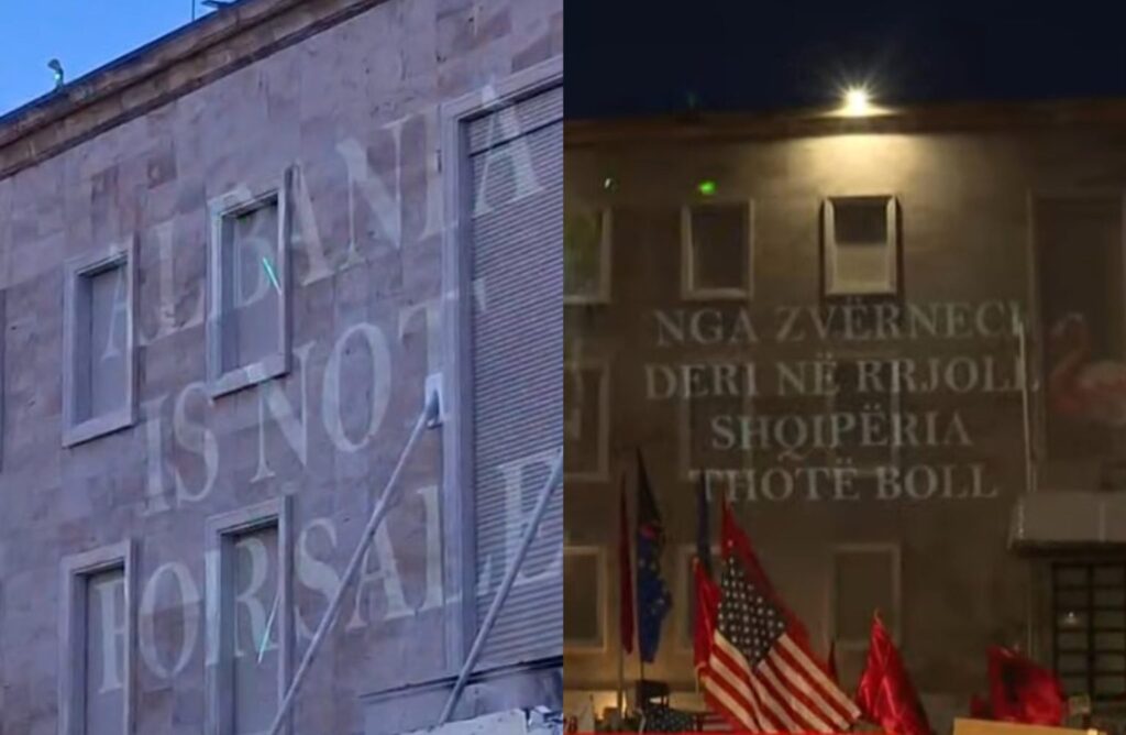 “Albania is not for sale”, mesazhet e afishuara nga protestuesit në muret e Kryeministrisë