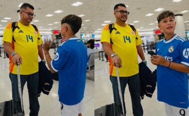 Prekëse në aeroport: Një djalë merr vesh se do të udhëtojë edhe ai në Kupën e Botës