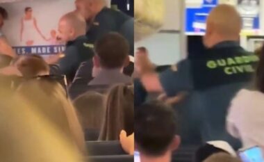 Video/ Pas debatit me partneren në avionin për në MB, pasagjeri i dehur godet oficerin e policisë dhe shkakton kaos